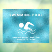 Openingstijden zwembadblauw raamsticker (Vel 3)