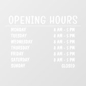 Openingsuren | Bedrijfs wit schrift Raamsticker (Vel)