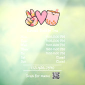 Openingsuren Bubble Tea Restaurant Raamsticker (Vel 3)