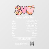 Openingsuren Bubble Tea Restaurant Raamsticker (Vel)