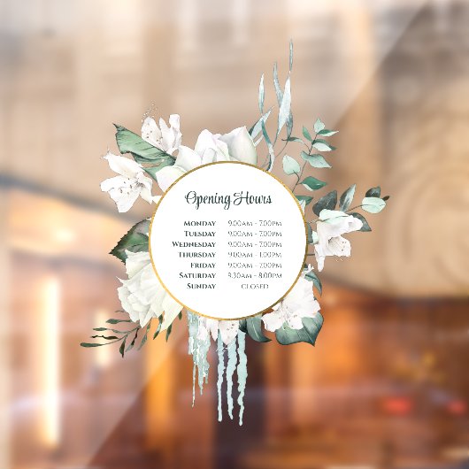 Openingsuren Emerald Greenery Gouden Cirkel Raamsticker (Vel 2)