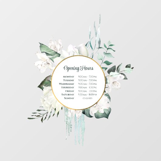 Openingsuren Emeraldgroen Goud Cirkel Raamsticker (Vel)