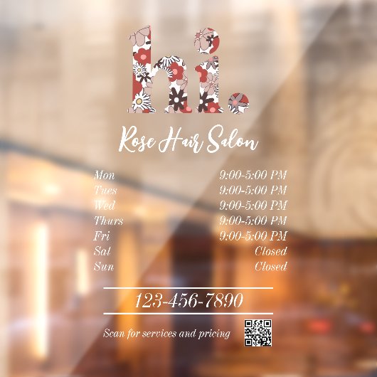 Openingsuren kapperszaak raamsticker (Vel 2)