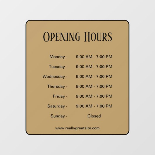 Openingsuren l Black Script Bedrijfstijd Raamsticker (Vel)