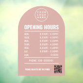 Openingsuren Met Qr Code Logo Stof Roze Boog Raamsticker (Vel 3)