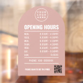 Openingsuren Met Qr Code Logo Stof Roze Boog Raamsticker (Vel 2)