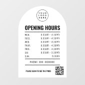 Openingsuren Met Qr Code Logo Witte Boog  Raamsticker (Vel)