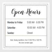 Openingsuren Sticker: Pas Je Schema Aan Raamsticker (Vel)