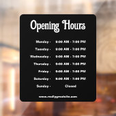 Openingsuren Tijd Modern Zwart en Wit  Raamsticker (Vel 2)