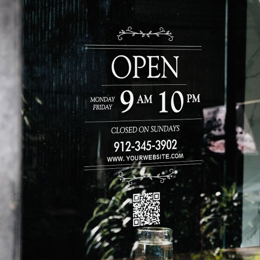 Openingsuren Transparante Qr Code Modern Raamsticker