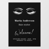 Openingsuren visagist welkom zwart raamsticker (Vel)