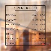 Openingsuren winkel voorgevel winkel raamsticker (Vel 2)