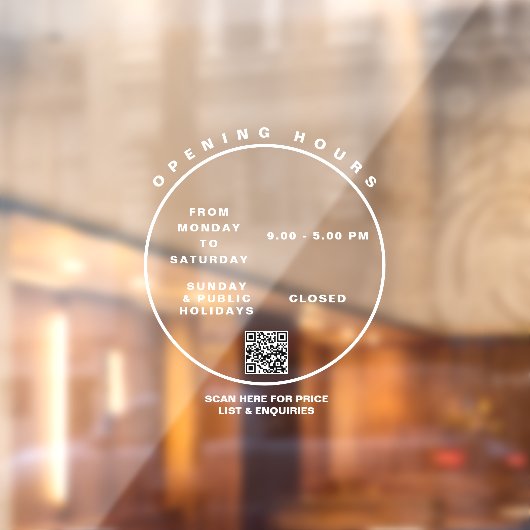 Openingsuren wit bedrijf Modern schrift Raamsticker (Vel 2)