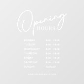 Openingsuren Wit Zakelijk Modern Script Raamsticker (Vel)