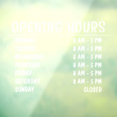 Openingsuren | Zakelijk Wit Schrift Raamsticker (Vel 3)