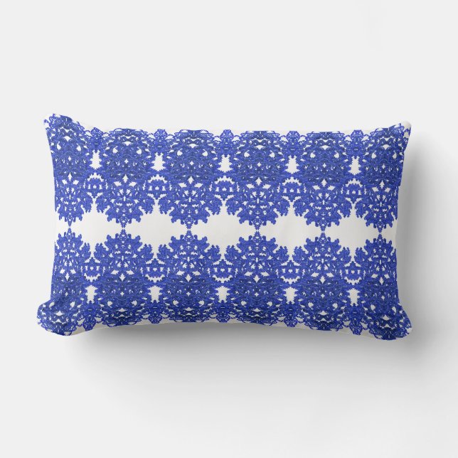 Openwerkpatroon in de stijl blauw-chinoiserie kussen (Voorkant)