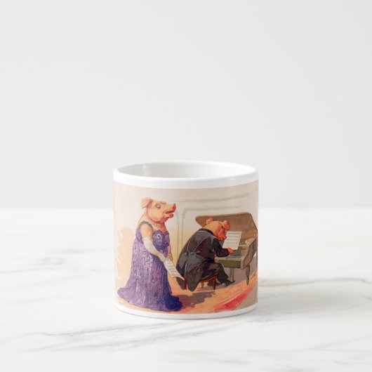 Opera and Expresso - Anthropomorphic Singing Pig Espresso Kop (Voorkant)