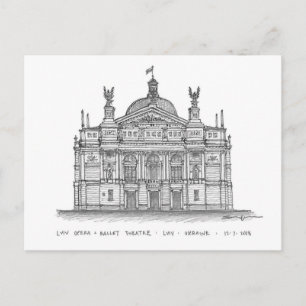 Opera + Ballet Theater, Lviv, Oekraïne Briefkaart
