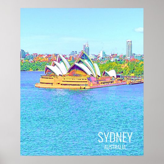 Opera House Sydney Vue sur l'eau du port Poster (Devant)