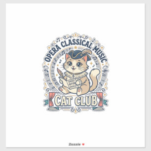 Opera Klassieke Muziek Kat Cute Kat T-Shirt Ontwer Sticker