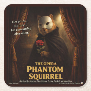 Opera Phantom Eekhoorn Parodie Vierkante Kartonnen Onderzetter