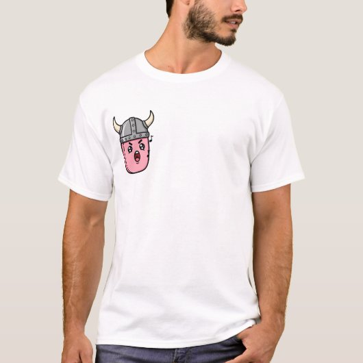 Operatic Pink Bean Warrior Wearing Horned Viking T-shirt (Voorkant)