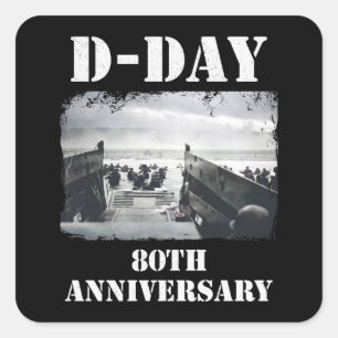 Operatie Overlord 1944 D-Day 2024 Normandië Vierkante Sticker