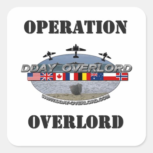 Operatie Overlord 1944 Vierkante Sticker (Voorkant)