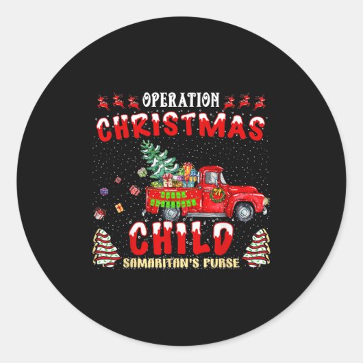 Operation Christmas Child Funny Family Matching Xm Ronde Sticker (Voorkant)