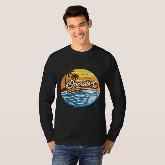 Operator Retro Sunset Design T-shirt (Voorkant volledig)