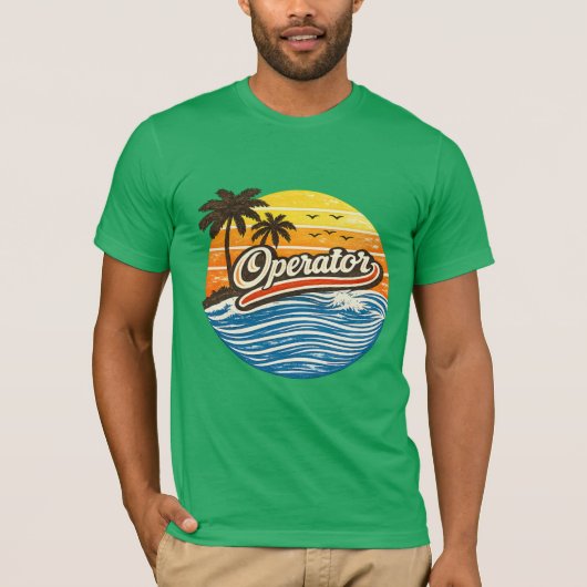 Operator Retro Sunset Design T-shirt (Voorkant)