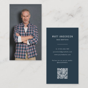 Operazanger Moderne foto QR Code Marine Blauw Visitekaartje
