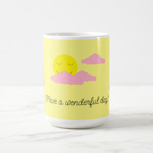 Opgande zon met roze wolken: Geel Koffiemok