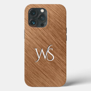 Opgeborgen koperen monogrammen iPhone 13 pro hoesje