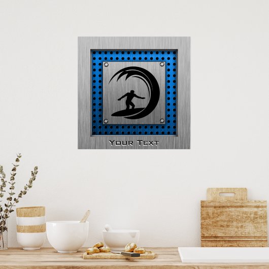 Opgeborgen metalen uiterlijk surfbaar poster (Keuken)