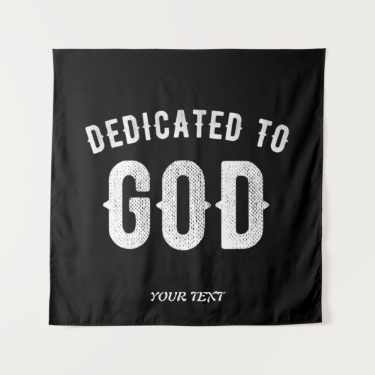 OPGEDRAGEN AAN GOD AANPASBARE KOELWITTE TEKST WANDKLEED (Voorkant)