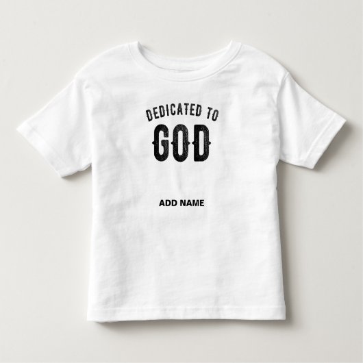 OPGEDRAGEN AAN GOD COOLE AANPASBARE ZWARTE TEKST KINDER SHIRTS (Voorkant)