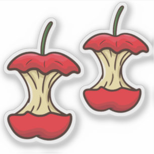 Opgegeten Appelklokhuis retro stijl leuke vruchten Sticker