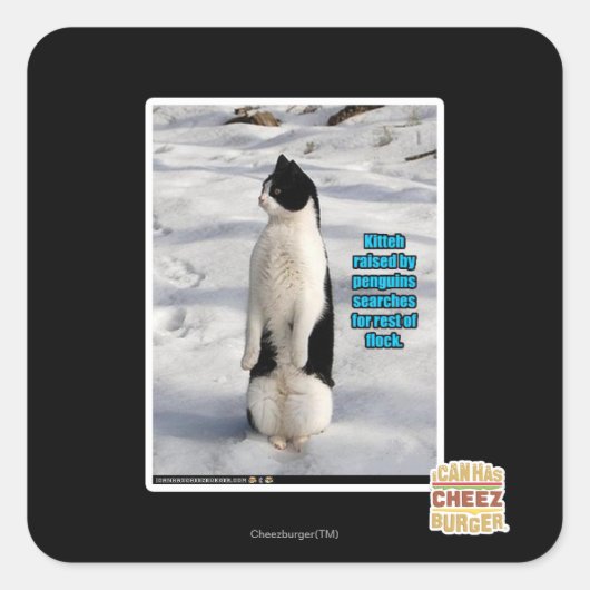 Opgegroeid door pinguïns vierkante sticker (Voorkant)