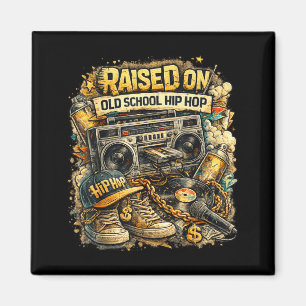 Opgegroeid met oude school hiphop retro straat 80s magneet