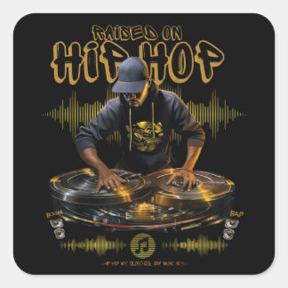 Opgegroeid op Hip Hop DJ 50th Jubileum Graph Vierkante Sticker