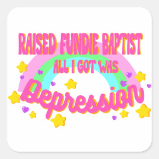 Opgeheven Fundie Baptist Rainbow Hearts Sterren Vierkante Sticker