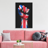 Opgeheven gebalde vuist met Union Jack Flag Canvas Afdruk (Insitu (Woonkamer))