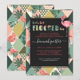 opgehoopt Flamingo thema Bachelorette Kaart