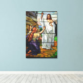 Opgeleefde Jesus Glas in lood Wrapped Canvas Art (Insitu (Houten vloer))
