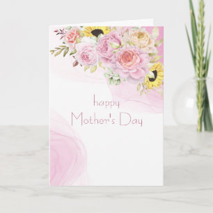 Opgelegde Aquarel Bloemen Moederdagkaart Kaart