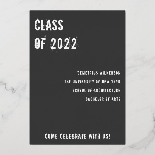Opgeleid zwart Man 2022 Afstuderen Uitnodiging (Achterkant)