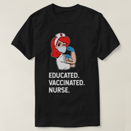 Opgeleide gevaccineerde verpleegkunde1 t-shirt (Design voorkant)