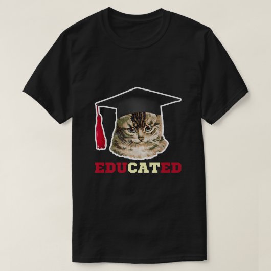 Opgeleide kat in de kast van de Graduatie Funny Af T-shirt (Design voorkant)