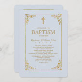 Opgemaakt in goudblauw Religieuze Uitnodiging (Voorkant / Achterkant)